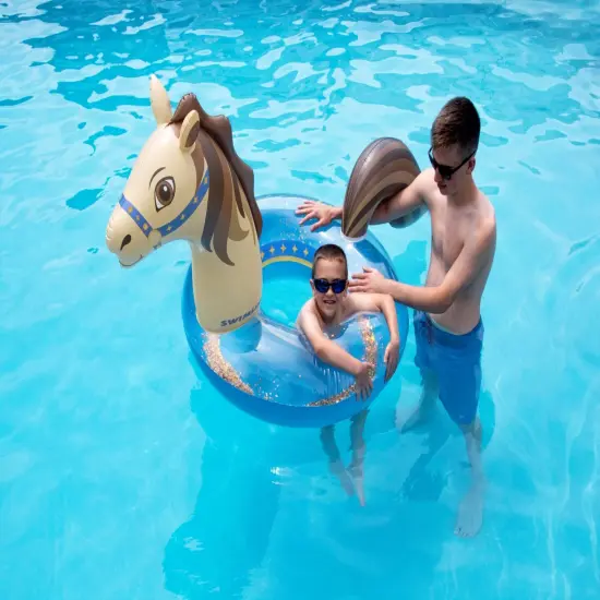 Swimline Inflatable Hobby Horse Glitter Swimming Pool Ring - 60" Multi {4}