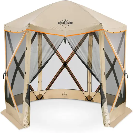 Hike Crew 6-Panel Pop-Up Screen House Gazebo 140"x140" &ndash; UV Resistant, Fits 9 People, Instant Setup {1}