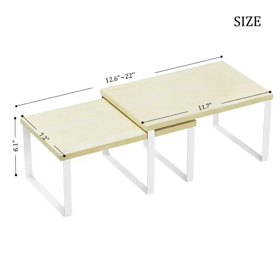 Cabinet Shelf Organizers, Kitchen Counter Shelf Set of 2,Bamboo Kitchen Pantry Organizer Storage Shelves {2}