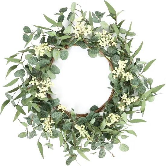 20" Lush Eucalyptus Wreath &ndash; Elegant Greenery for Front Door, Porch & Home D&eacute;cor {1}