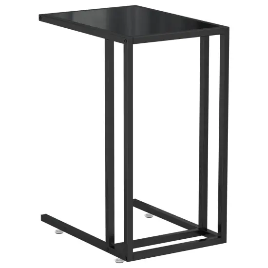 vidaXL Computer Side Table Black 19.7"x13.8"x25.6" Tempered Glass {2}