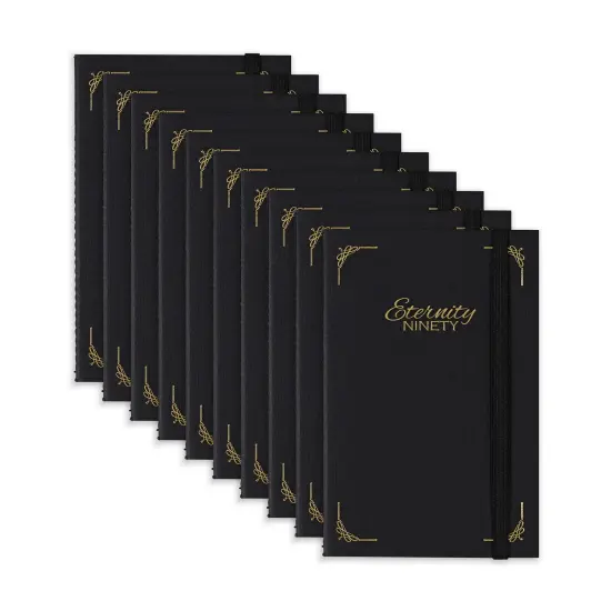 New York Central Eternity Ninety Flat Book- 8x10" Sketch Watercolor Journal, Pack of 10- Black Soft Paperback- Watercolor Sketchbook w/ Elastic Band, 100 Total Sheets 100% Cotton, 90 lb Cold-Pressed {1}