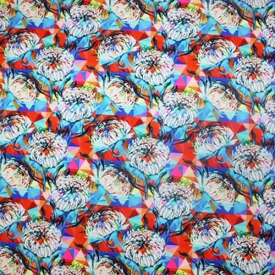 1 Yard Abstract Wild Flower Printed Spandex Fabric {2}