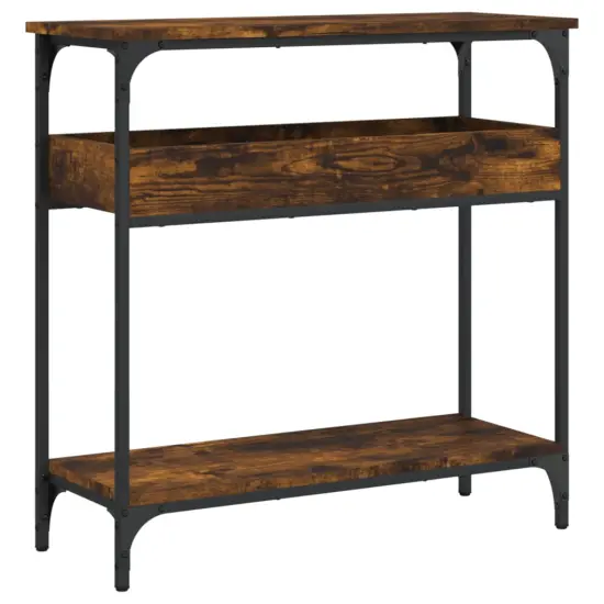 vidaXL Console Table with Shelf Smoked Oak 29.5"x11.4"x29.5" Engineered Wood {2}