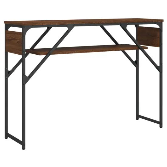 vidaXL Console Table with Shelf Brown Oak 41.3"x11.8"x29.5" Engineered Wood {2}
