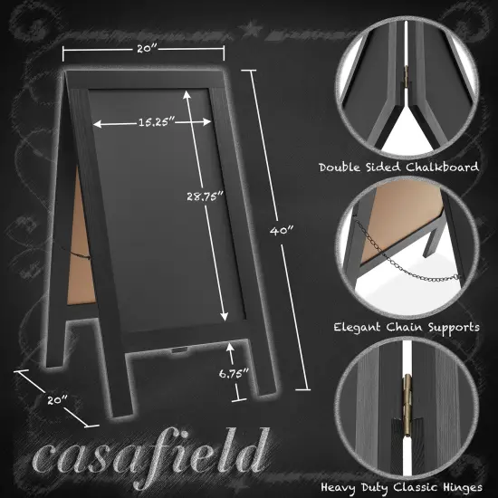 Casafield A Frame Chalkboard Sign, 40" x 20" Double-Sided Magnetic Menu Board for Restaurants, Sandwich Shops, Caf&eacute;s, Sidewalks, Weddings {4}
