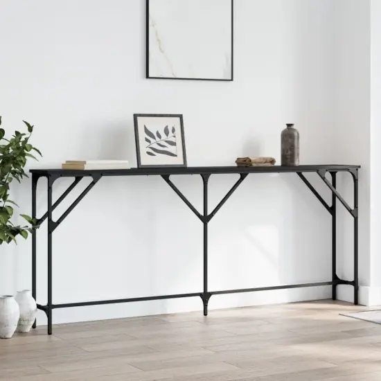 vidaXL Console Table Black 70.9"x9.1"x29.5" Engineered Wood {1}