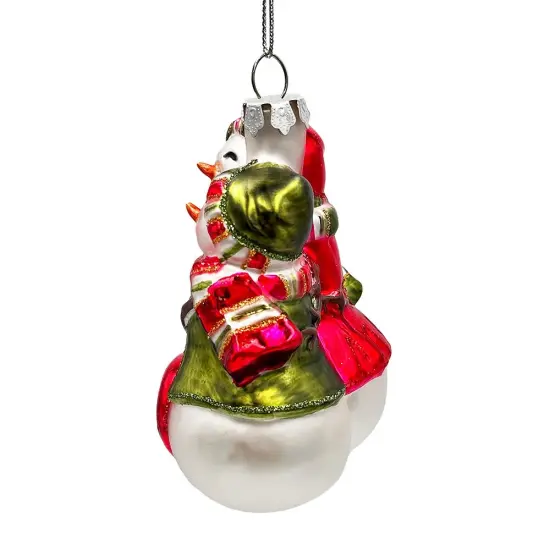 Heartwarming Snowman Couple Glass Ornament, Walking in a Christmas Wonderland Romantic Tree Decor {5}