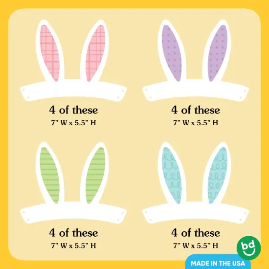 Big Dot of Happiness Easter Bunny Ears Headbands, Paper Easter Party Hats Craft, White Rabbit Ear Favors, DIY Spring Easter Decoration for Kids and Adults, Set of 16 {5}