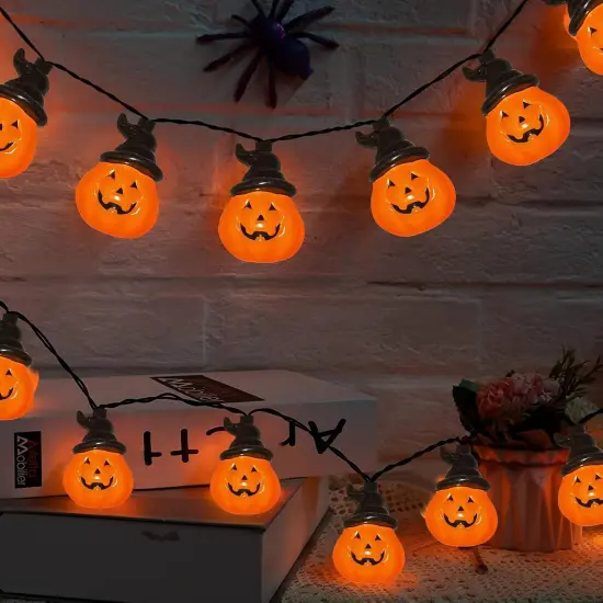 Halloween Wizard Hat Pumpkin Lights - 10 Cute Hooded Pumpkin {2}