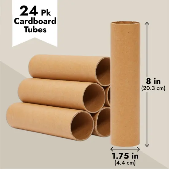 24 Pack Brown Cardboard Tubes for Crafts, Empty Paper Towel Rolls for DIY Projects, Classrooms (1.7x8 in) {4}