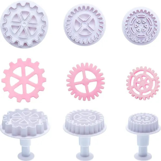 6 Pieces Gear Cookie Cutters Steampunk Fondant Molds Cogs Mold Clock Wheel {1}
