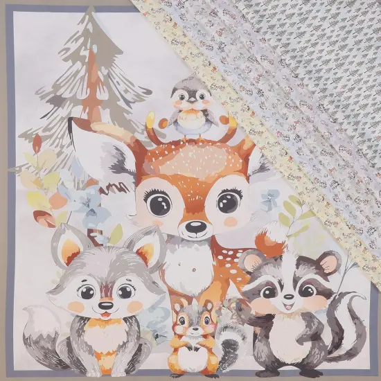 Mook Fabrics Fawn & Friends Cotton Fabric [45in. Wide] - By The Yard Trees Blue {4}