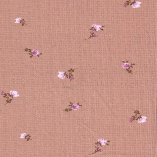 1 Yard Polyester Rayon Spandex 190 GSM Pointelle Ditsy Rib Print Fabric Soft 58/60" Width TAUPE {7}