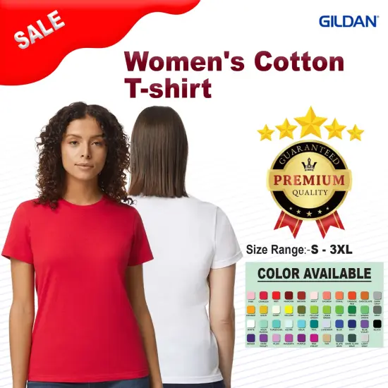 Gildan&reg; Women's Cotton Crewneck Short Sleeve T-shirt Heliconia {2}