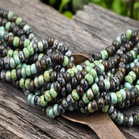 2/0 Aged Jade Jeweled Metallic Mix Seed Beads (20" Strand) {4}