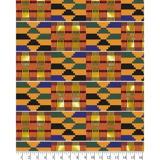African Kente with Metallic Gold Cotton Fabric | By the Yard | Sewing and Crafting | 44 inches wide {1}