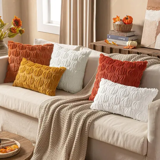 Set of 2 Fall Decorative Pillow Covers 20x20 Inch(Rust) {2}