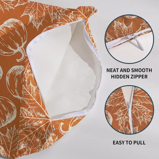 Set of 2 Pumpkin Fall Pillow Covers 18x18(Burnt Orange) {5}