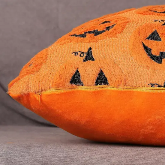 Set of 2 Halloween Pumpkin Decorative Pillow Covers 20x20 {3}