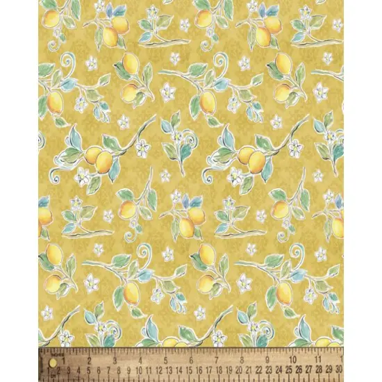 Mediterranean Lemons Cotton Fabric | By the Yard | Sewing and Crafting | 44 inches wide {1}