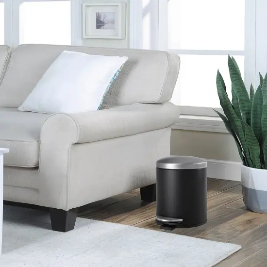 4.5 Liter(1.2 Gallon) Round Trash Can with Plastic Inner Bucket (BLK+SN) {3}