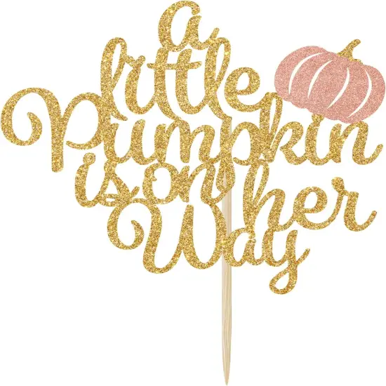 A Little Pumpkin is on Her Way Cake Topper, Baby Girl Fall Baby Shower 1st Birthday Party Decorations {6}
