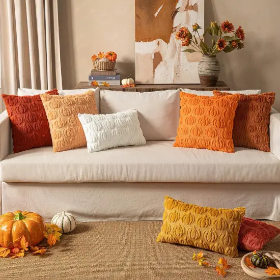 Set of 2 Fall Decorative Pillow Covers 20x20 Inch(Rust) {5}