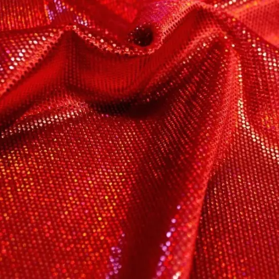 Legacy Foiled Stretch Velvet Fabric Ruby/Red {1}
