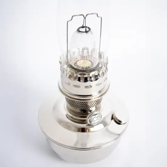 Aladdin Oil Fuel Lamp, Indoor Emergency Lighting for Shelf, Table or Hanging, Chrome or Brass Finish {3}