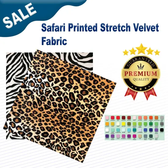 Safari Printed Stretch Velvet Fabric Leopard {2}