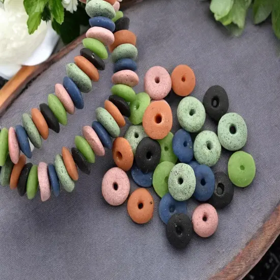 13~15mm Mutli Color Recycled African Glass Heishi Beads {1}
