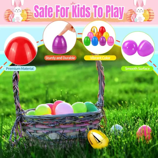 210 Pcs Bright Colors Plastic Easter Eggs Bulk, 2.3 ", Fillable Empty Easter Eggs for Fillling Candy, Treats, Easter Hunt Basket Suffers Fillers, Easter Theme Party Favors {3}
