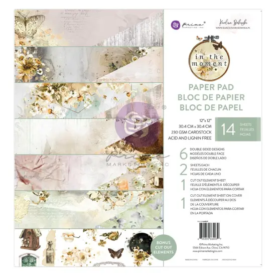 In The Moment 12x12 Paper Pad - 14 sheets w foil- 6 double sided designs x 2 sheets each + 1 cut-out sheet + 1 cut-out sheet on cover paper pad  {1}