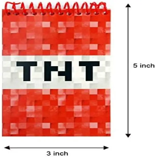 TINYMILLS Pixel Miner Party Favor Set of 60 Pcs (12 Party Favor Treat Goody Bags with Handles, 24 Self-Ink Stamps for Kids, 12 multi-point pencils, 12 small spiral notepads) {4}