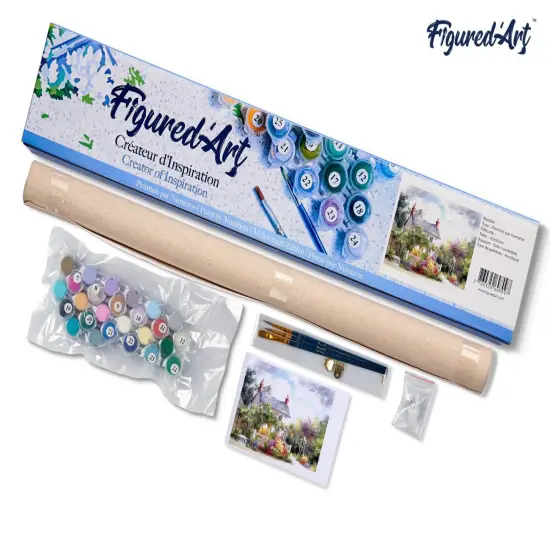 Figured'Art Paint by Numbers Kit for Adults Quiet neighbourhood 16"x20" - Craft Art Painting DIY Kit Rolled Canvas without frame {5}