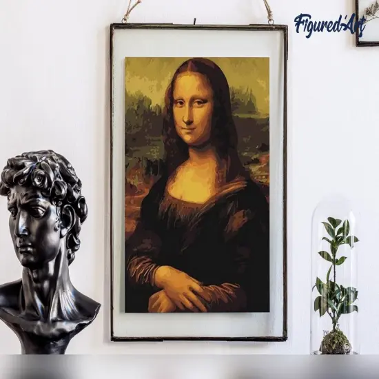 Figured'Art Paint by Numbers Kit for Adults Da Vinci Mona Lisa La Joconde 16"x20" - Craft Art Painting Rolled Canvas with DIY wooden frame {4}