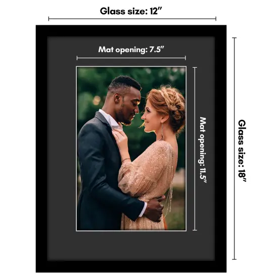 Americanflat Black Picture Frame with Shatter-Resistant Glass - Classic Molding with Black Mat and White Trim {2}