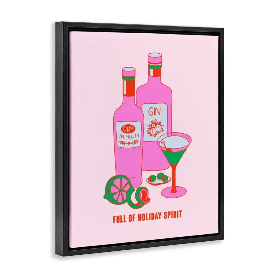 Stupell Industries Funny Holiday Spirit Drinks Floater Framed Canvas Wall Art Design by House of Lulu {3}