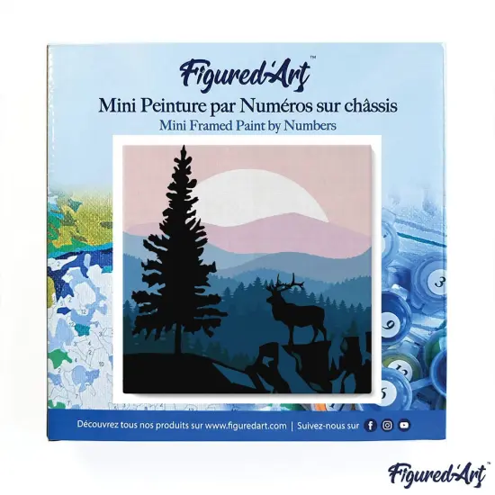 Figured'Art Mini Paint by Numbers Kit for Adults with Frame A Moose on the Cliff Small format 8"x8" - Craft Art Painting DIY Canvas Already Stretched on a Wooden Frame {3}