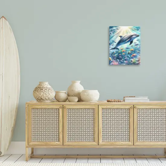 Stupell Industries Dolphin Among Sea Life Canvas Wall Art Design by LSR Design Studio {2}