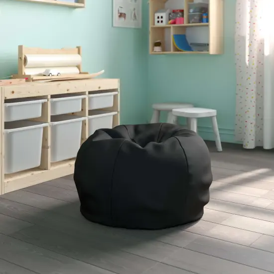 Emma and Oliver Small Bean Bag Chair for Kids and Teens Black {1}