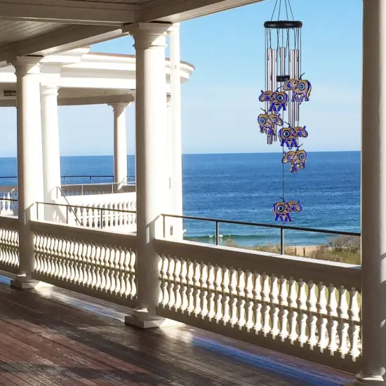 Elephants Wind Chimes Outdoor/Indoor Decoration - Hand-Made Elephant Wind Catcher, Romantic Elephants Chimes, Mobile Blue Elephants Wind Chimes Gifts for Mom, Home,Balcony,Tree,Festival,Garden Decor {5}