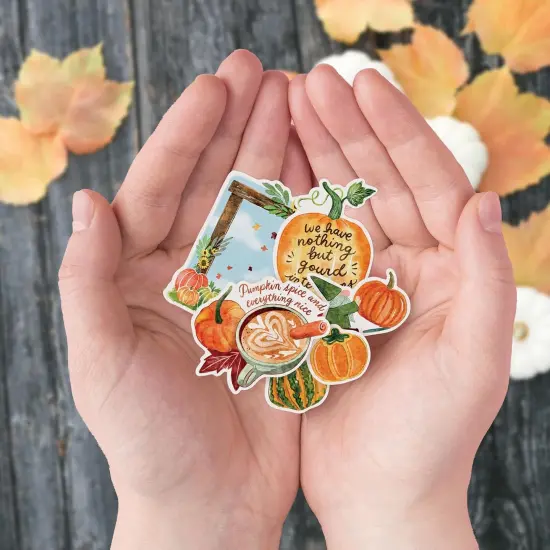 Navy Peony Rustic Pumpkin Fall Stickers (28 Pieces) {3}