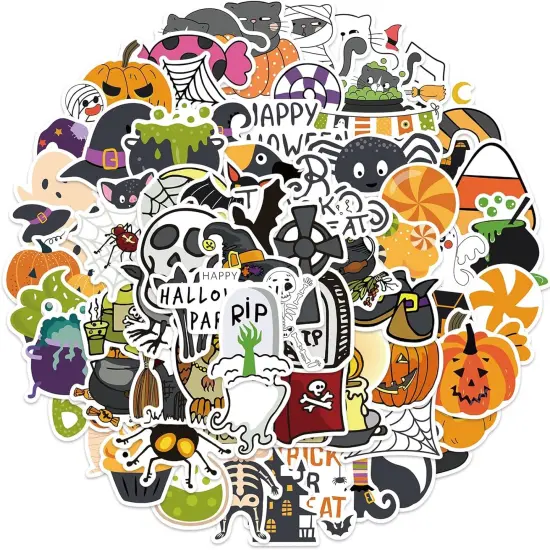 100PCS Non-Repeating Halloween Pumpkin Theme Stickers {2}