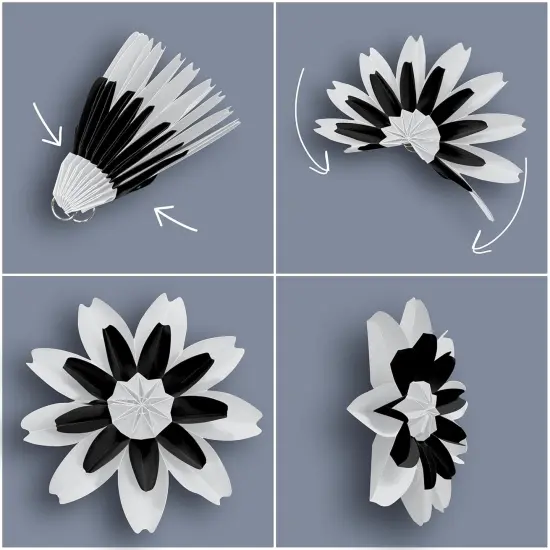 Black and White Paper Flowers Premade Decorations {2}