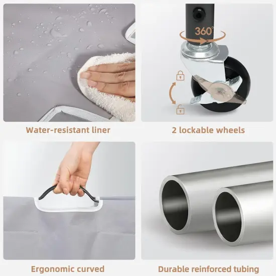 Laundry Sorter 4 Section, 47.8 Gal (181 L) Laundry Hamper with Wheels {5}