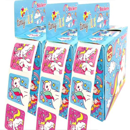Unicorn Stickers 100 Stickers/Dispenser, Pack of 12 Dispensers for Unicorn Birthday Party {1}