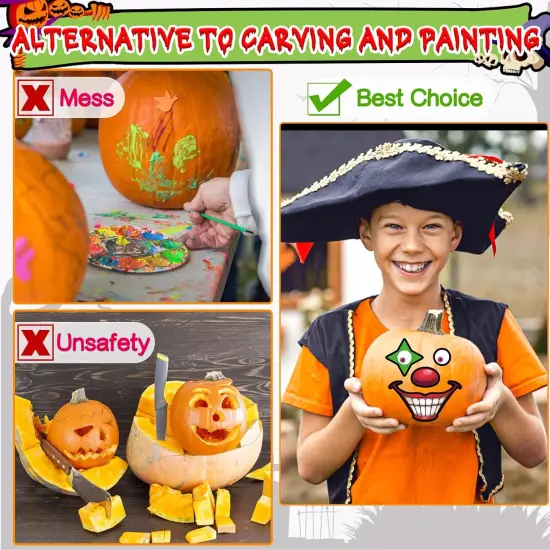 80 Faces Large Halloween Pumpkin Stickers {5}