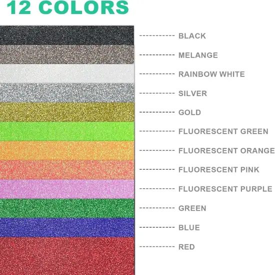 Glitter HTV Heat Transfer Vinyl Bundle - 12 Pack 12 "X10 Glitter Iron {3}